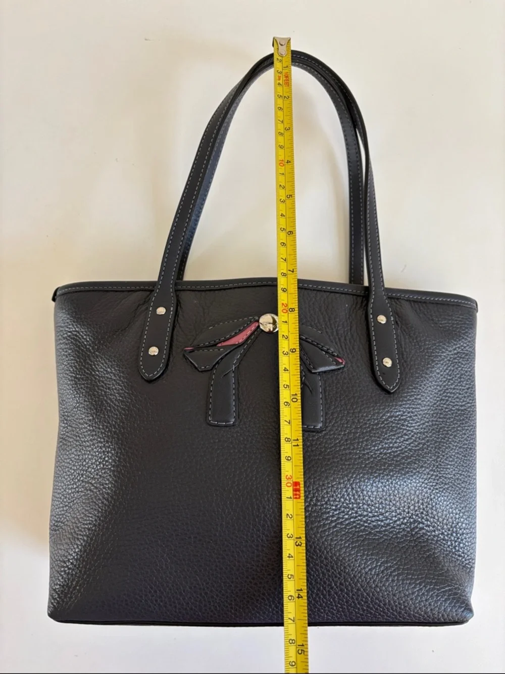 Coach Mini City Zip Tote With Bow in Pebbled Leather and Pink‎ Accent